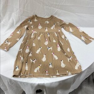 Adorable Tan Dog Print Kids Dress